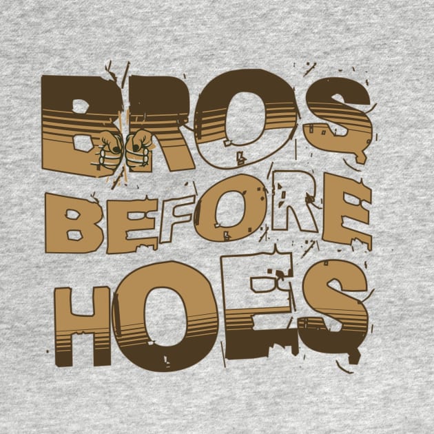 Brotherhood Unleashed: Light Brown 'Bros before Hoes' Fist Bump Tee by Tecnofa